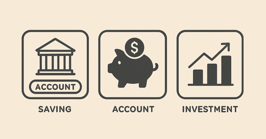 3가지 계좌 유형을 상징하는 아이콘 또는 구성요소 나열 이미지
