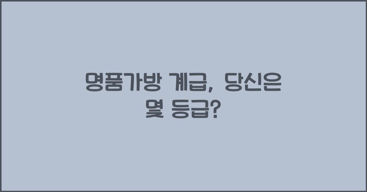 명품가방 계급