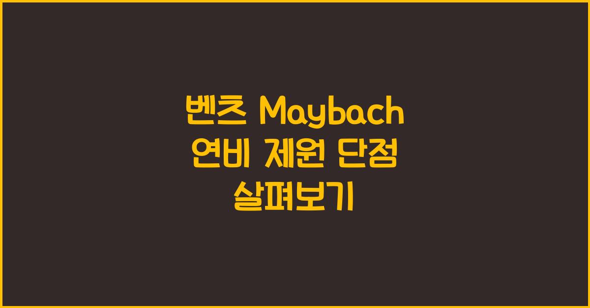 벤츠 Maybach 연비 제원 단점