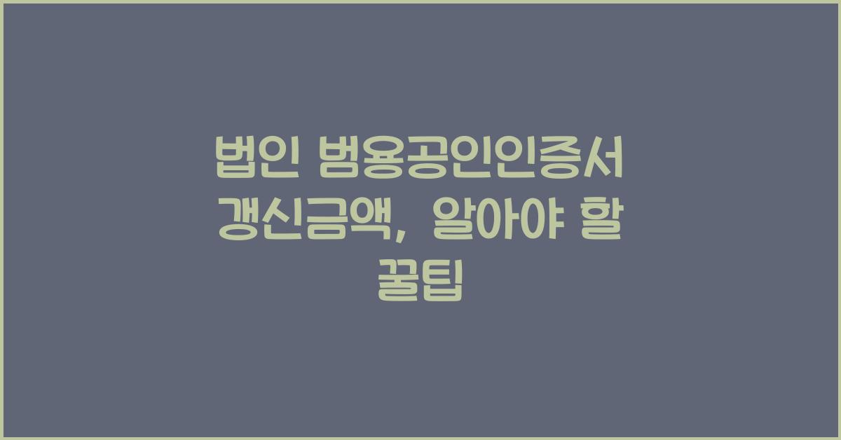 법인 범용공인인증서 갱신금액