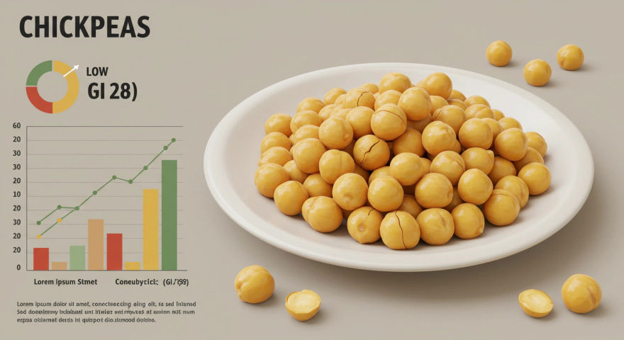 병아리콩의 낮은 혈당 지수를 나타내는 인포그래픽