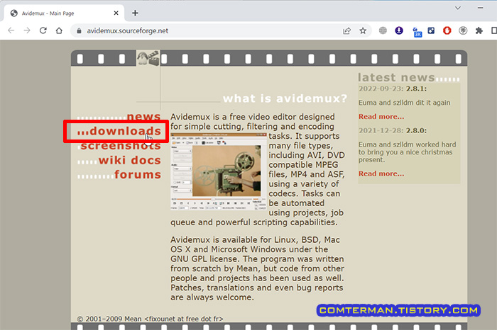 Avidemux 홈페이지
