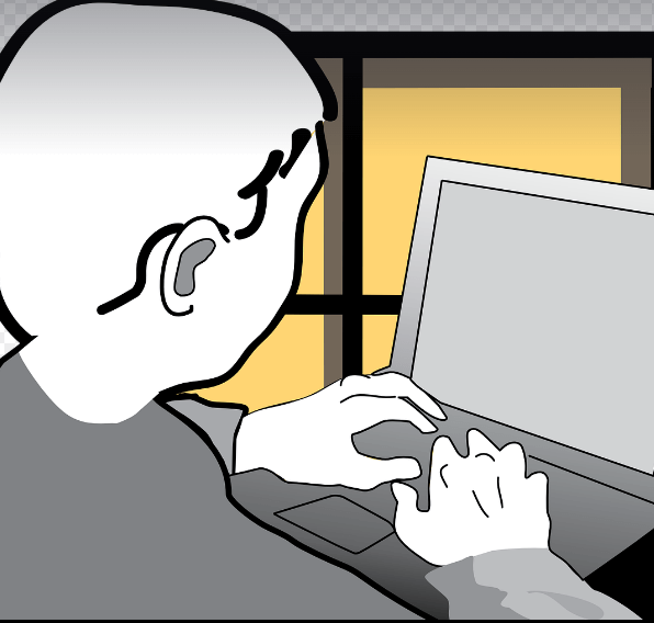 타이핑하는 모습