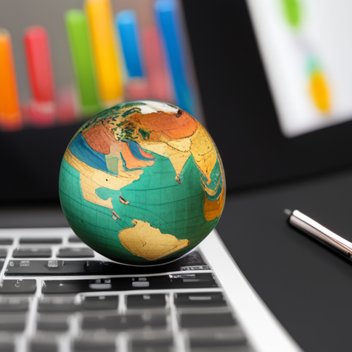 노트북 자판위의 지구본