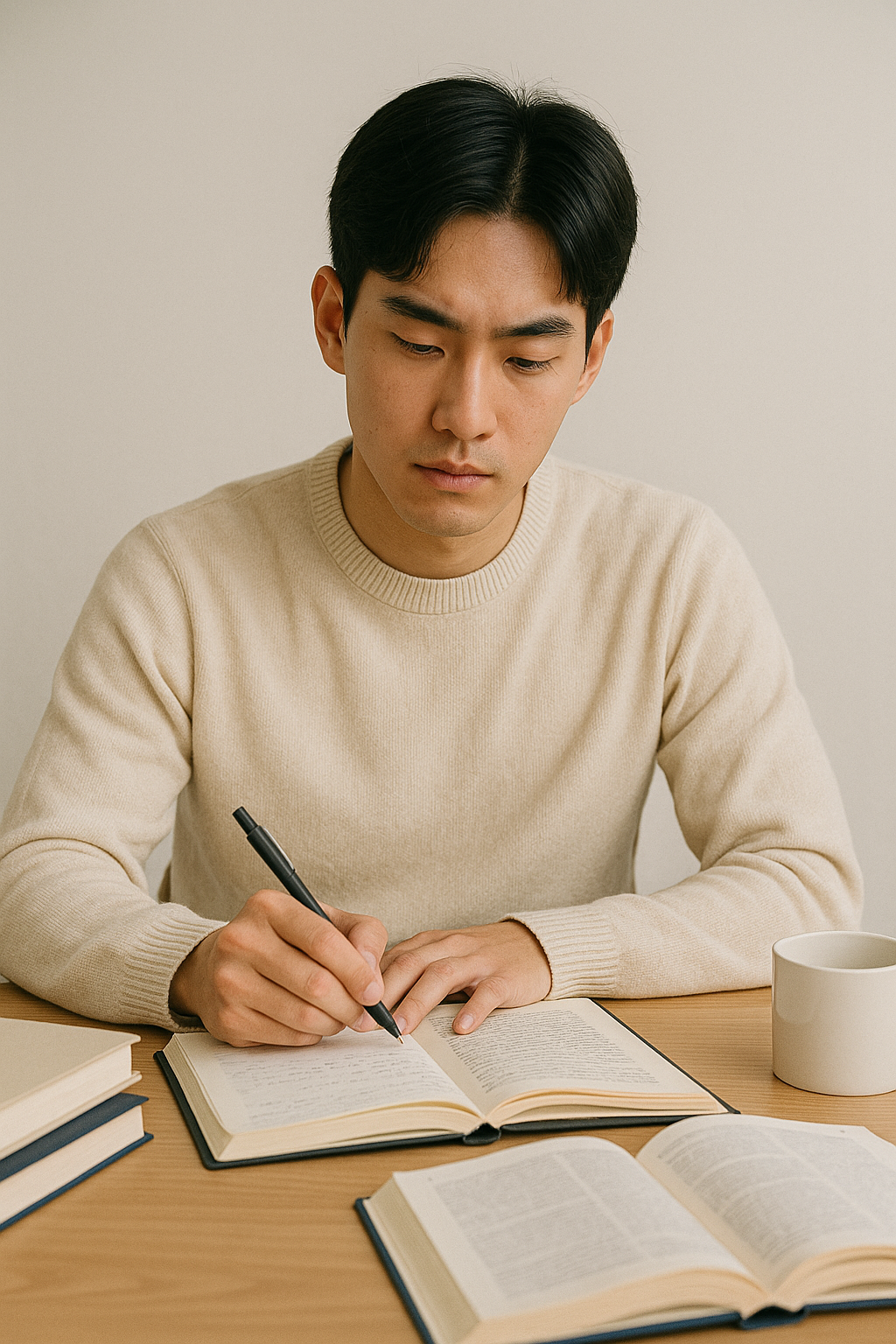 자격증 공부를 하고 있는 남성