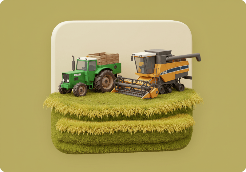 미세먼지를 배출하는 노후 경유 트랙터의 3D 아이콘 이미지