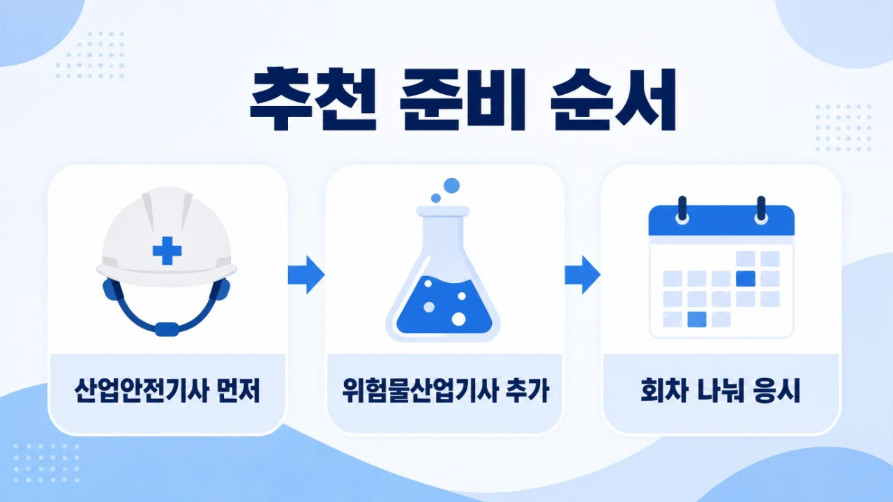 위험물산업기사와 산업안전기사 준비 순서를 정리한 이미지