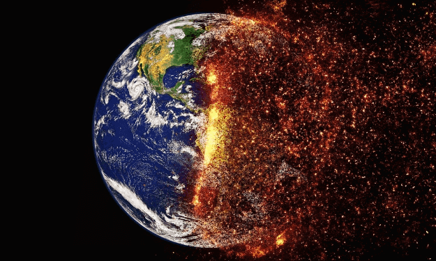 지구 온난화로 인한 파괴되고 있는 지구 이미지