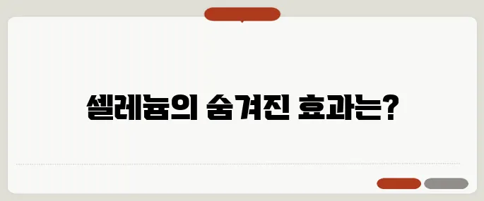 셀레늄 효능 정리 항산화와 면역력 강화에 도움