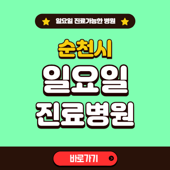 순천시 일요일 진료 가능한 병원 ❘ 주말 문여는 곳 총정리 (소아과, 내과, 안과, 치과, 피부과, 정형외과, 산부인과)