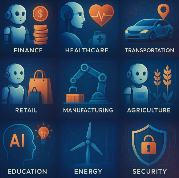 AI를 활용하는 다양한 산업군 이미지