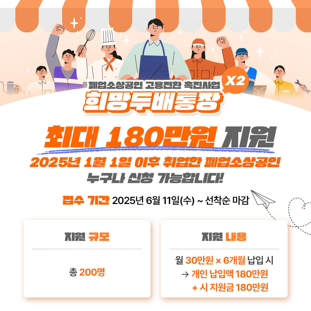 부산시 폐업 소상 공인 희망 두배 통장