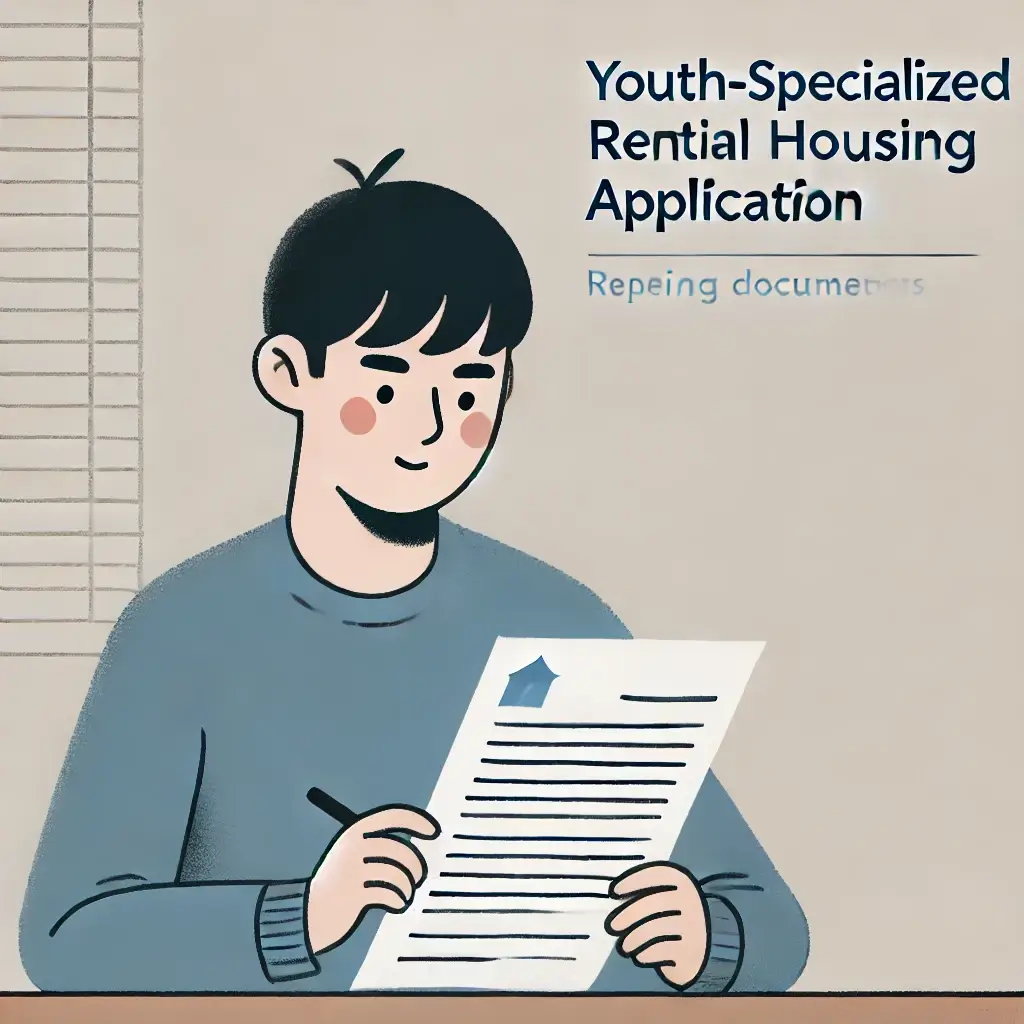 청년이 청년특화 임대주택 신청 서류를 확인하는 모습