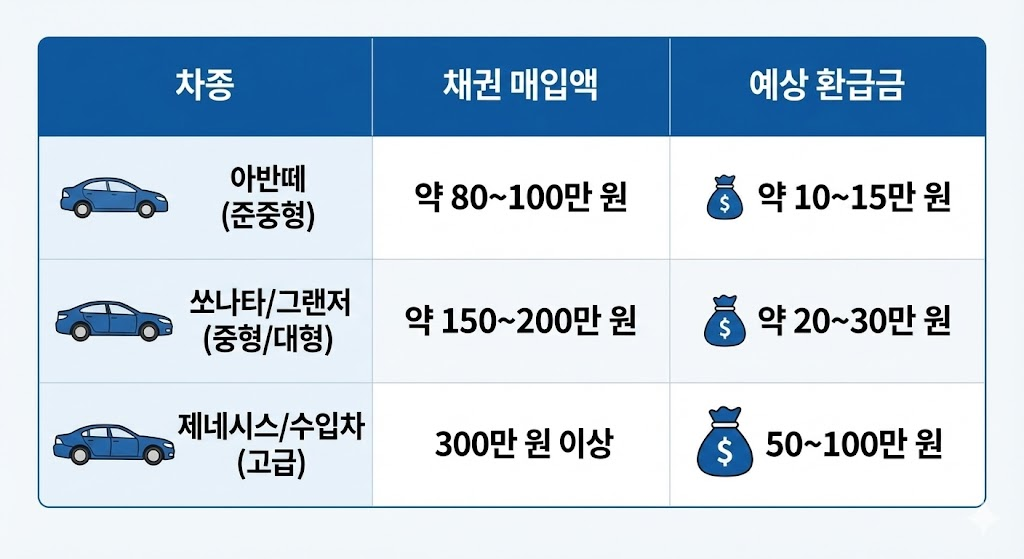 자동차 채권 예상 환급금