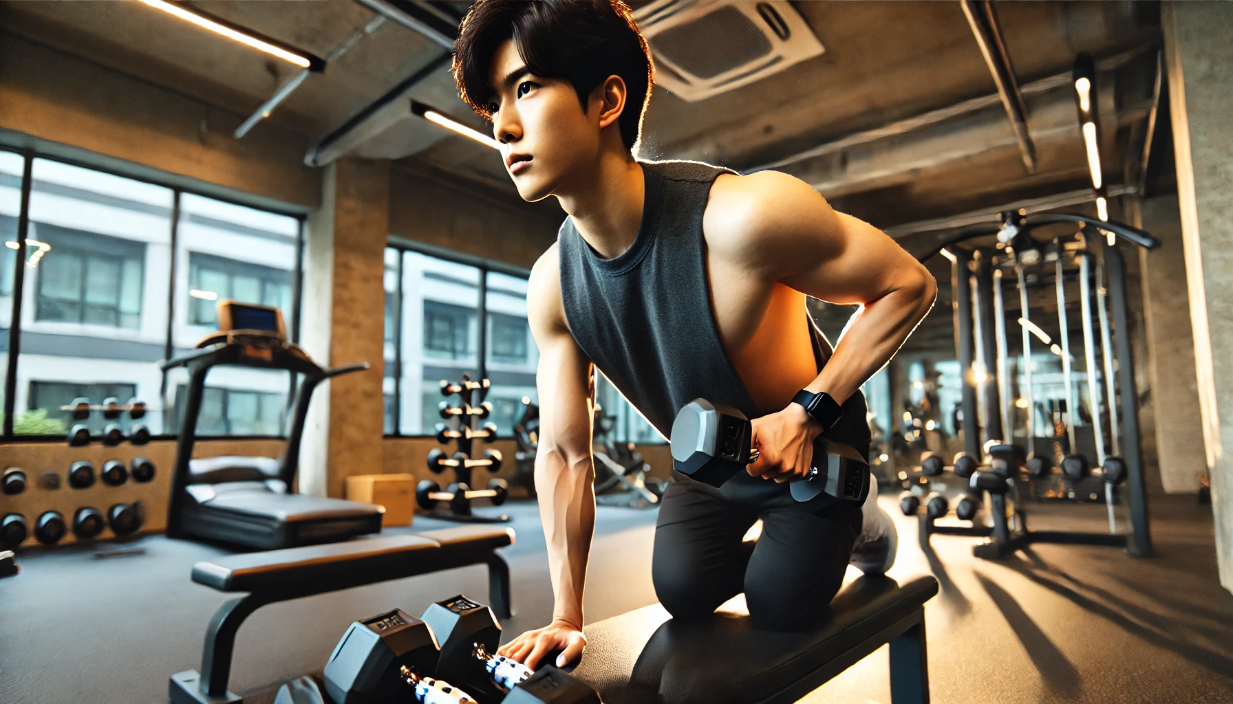 팔뚝 운동 중인 사람