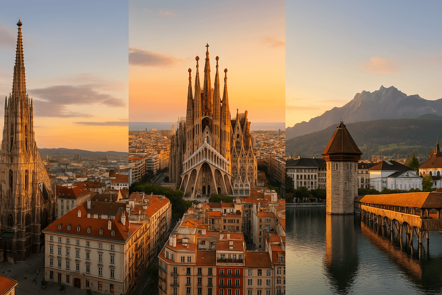 비엔나, 바르셀로나, 루체른에 대한 자연 이미지