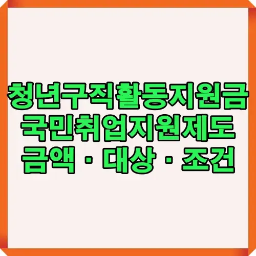 청년구직활동지원금과 국민취업지원제도의 지원금액, 대상, 조건 비교를 2025년 최신 기준으로 설명하는 대표 안내 이미지