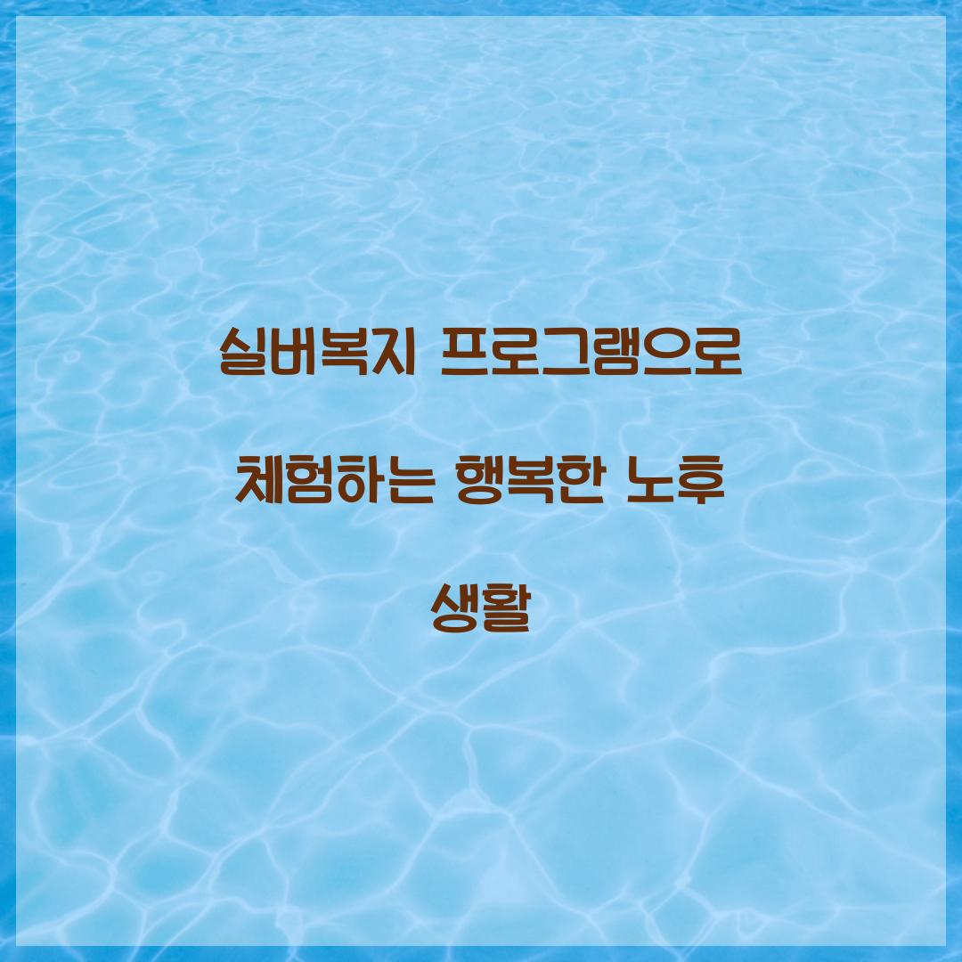 실버복지 프로그램