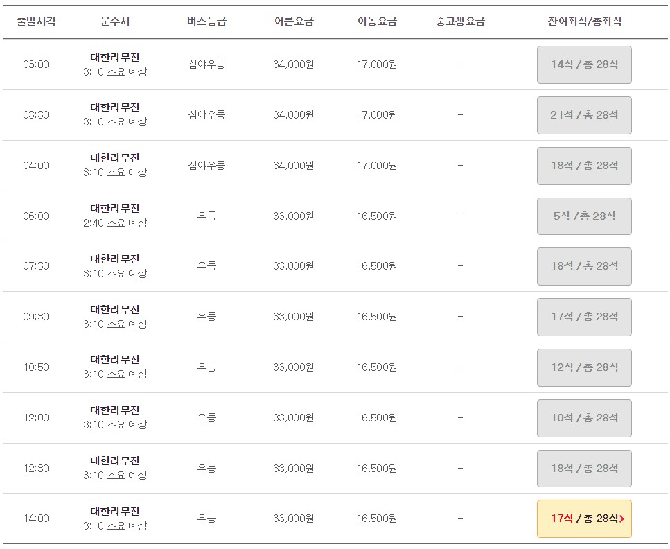 익산 인천공항 리무진 버스 시간표 요금 예약 방법