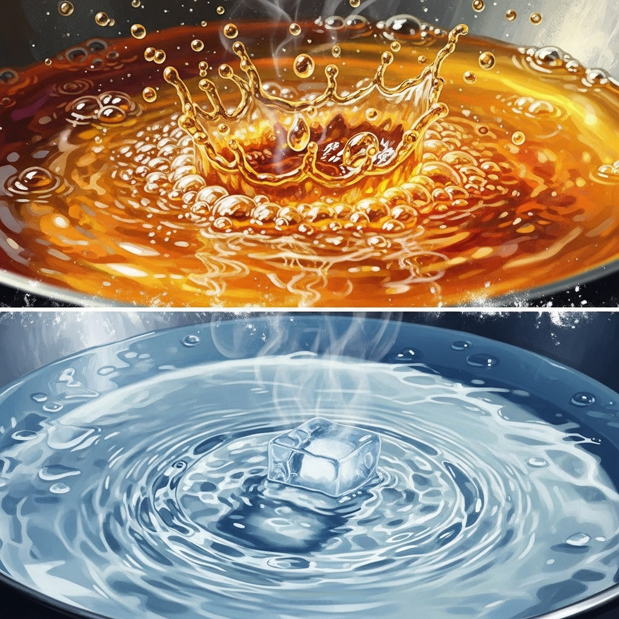 기름이 물보다 뜨거운 상태