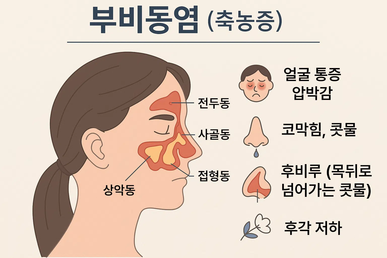 부비동염(축농증) 위치와 증상