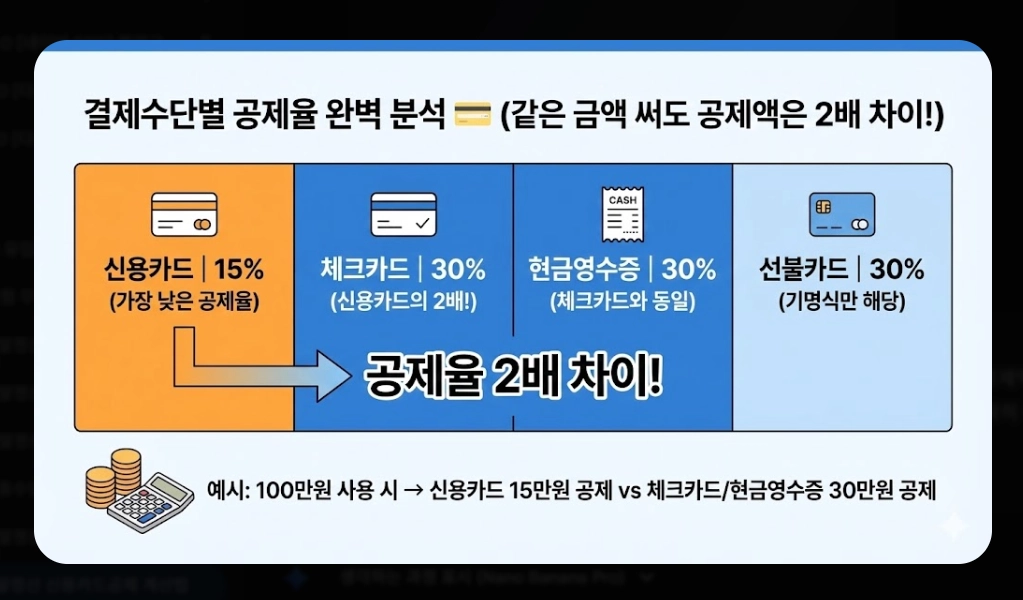 2026 연말정산 신용카드공제 계산법 완벽가이드