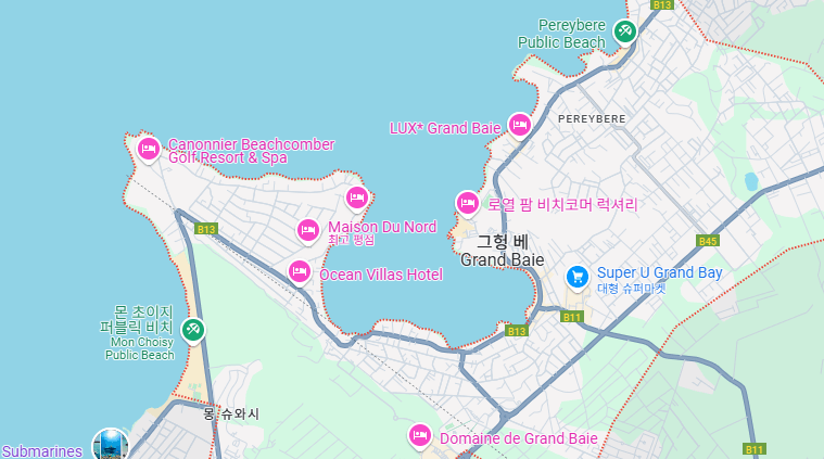 모리셔스 신혼여행 가이드 그랜드 베이 위치