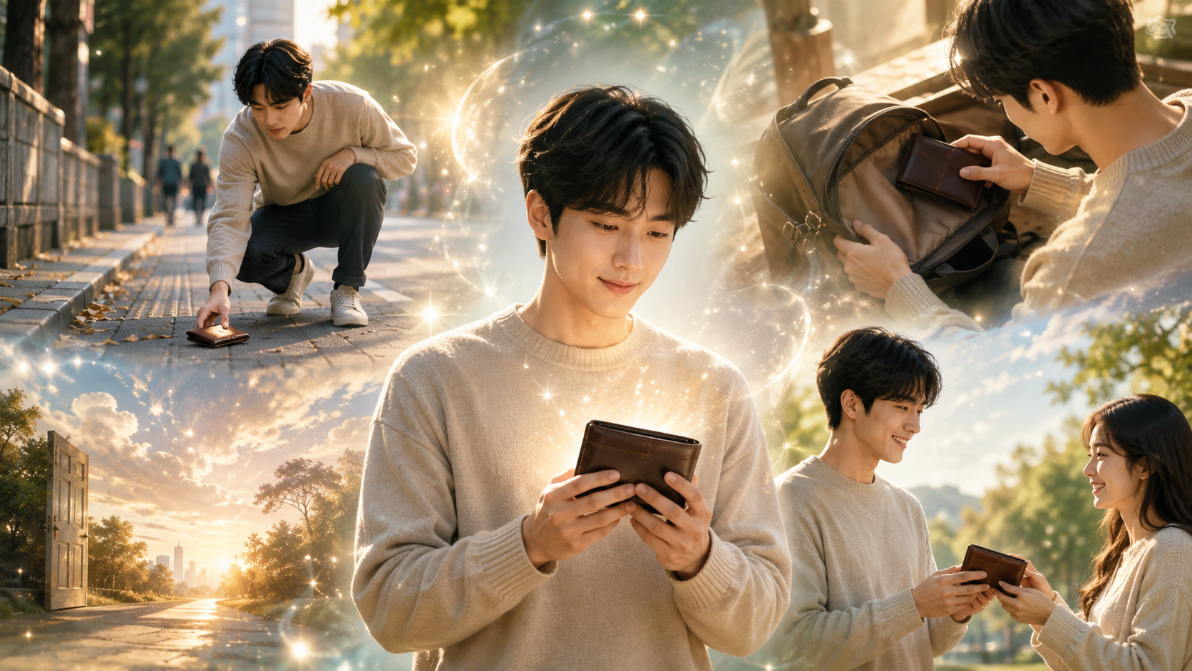 길과 가방 속에서 잃어버린 지갑을 다시 찾는 상황별 꿈 해몽 이미지