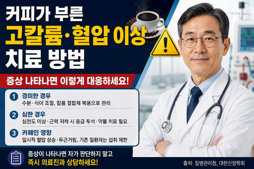 커피가 부른 고칼륨. 혈압이상 치료방법 이미지사진