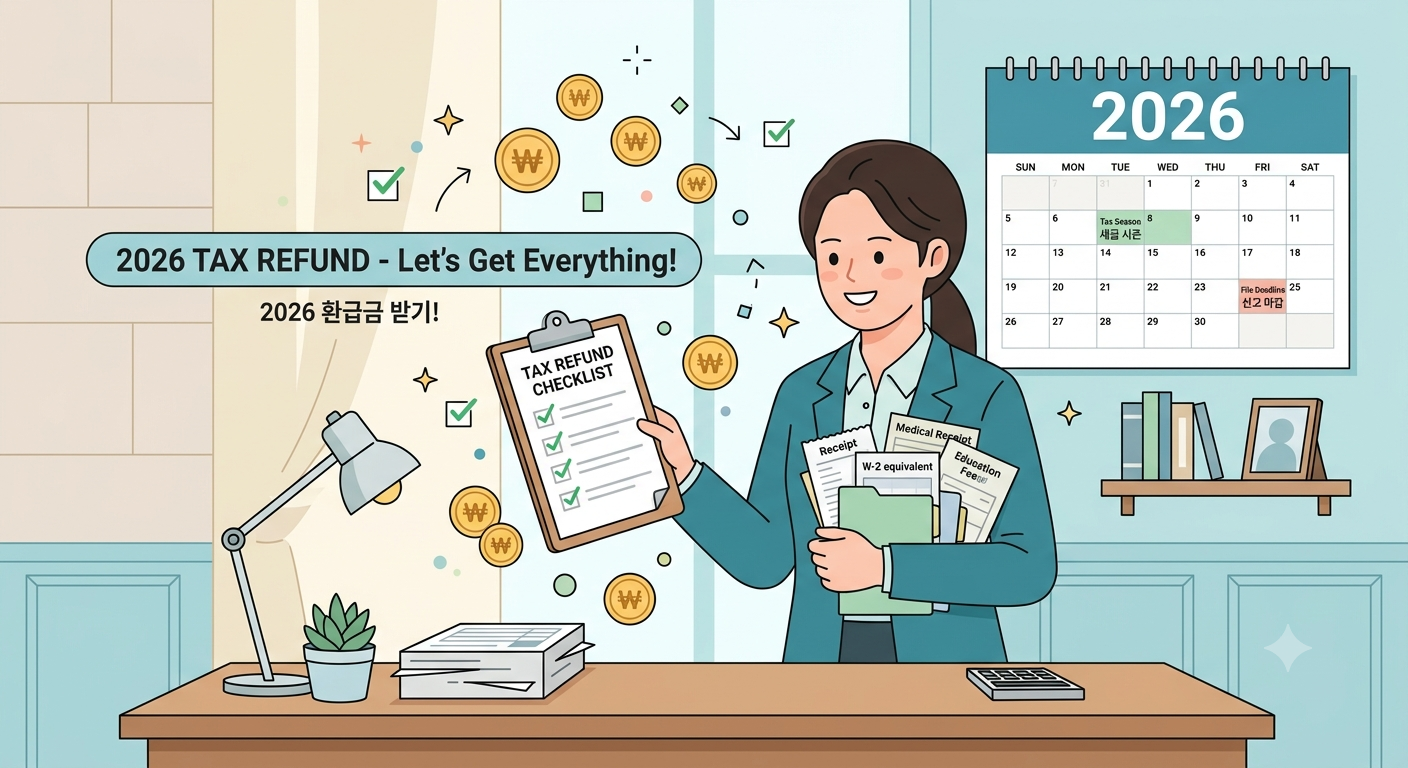 근로장려금 신청 체크리스트를 확인하는 직장인 일러스트