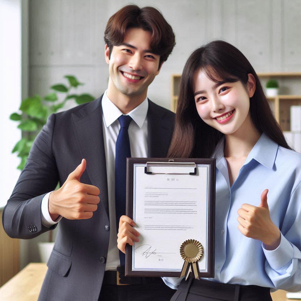 직장인이 자격증을 취득하고 기뻐하는 모습