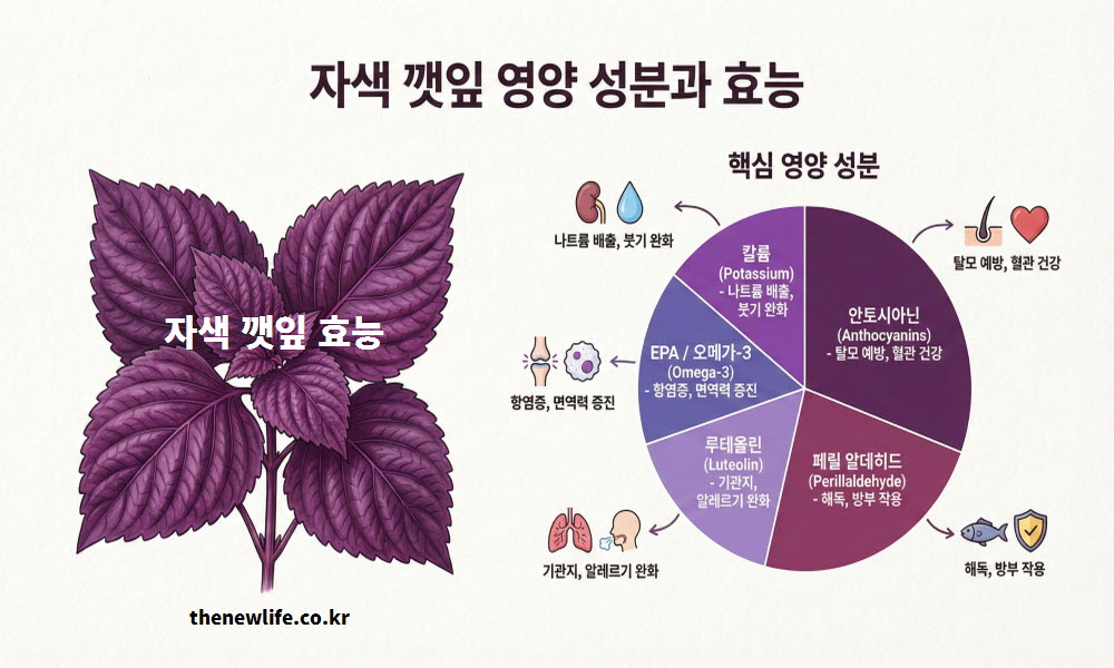 자색 깻잎 효능 관련 주요 영양 성분 표 분석