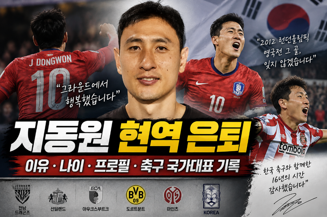 지동원 현역 은퇴|이유·나이·프로필·축구 국가대표 기록