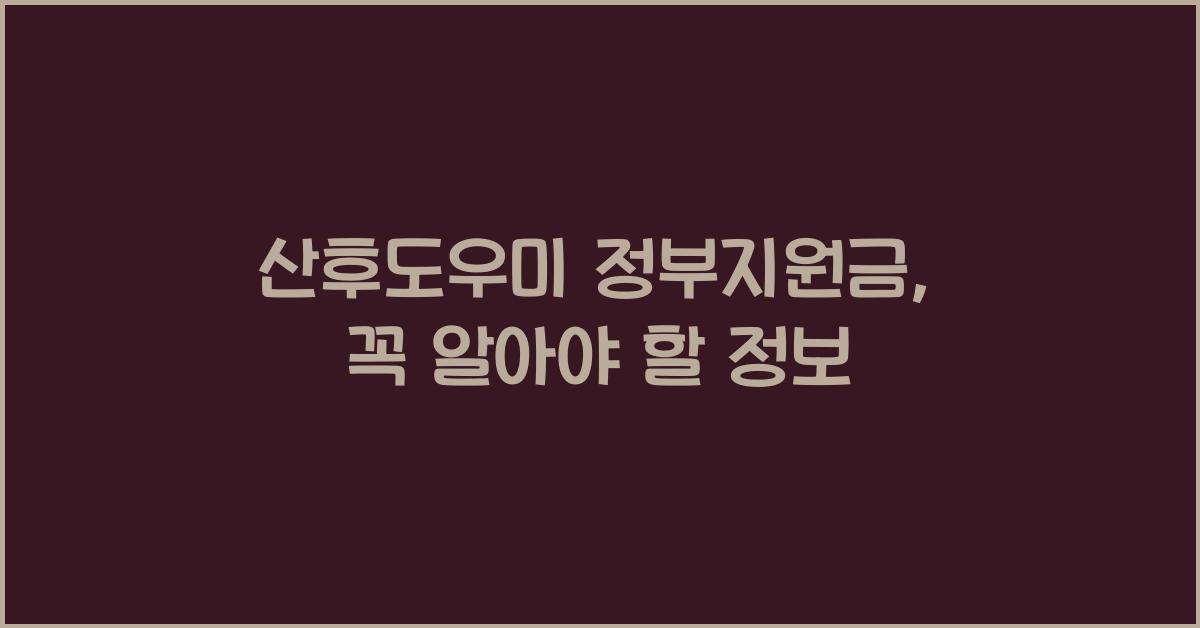 산후도우미 정부지원금