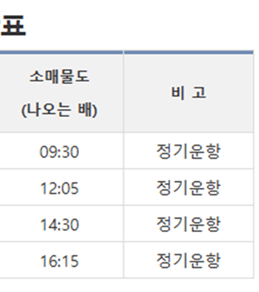 저구항 소매물도 배시간표
