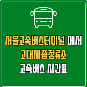 서울고속버스터미널에서 고대세종정류소 고속버스 시간표 요금 예매