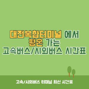 대전복합터미널에서 평온 가는 시외버스 시간표 최신정보