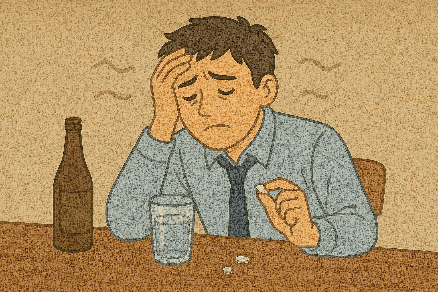 과음 후 숙취해소가 필요한 모습