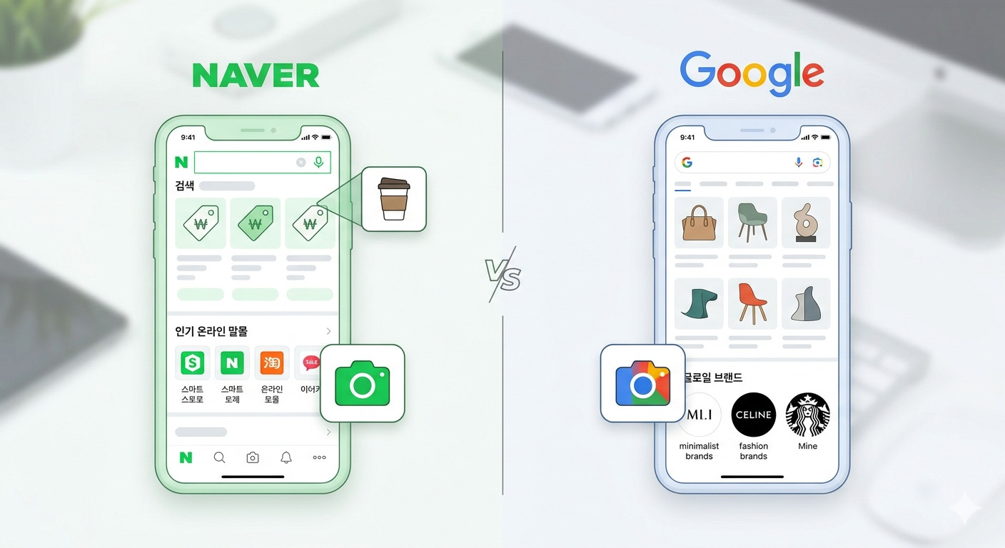 사진으로 물건찾기 네이버와 구글 비교한 사진