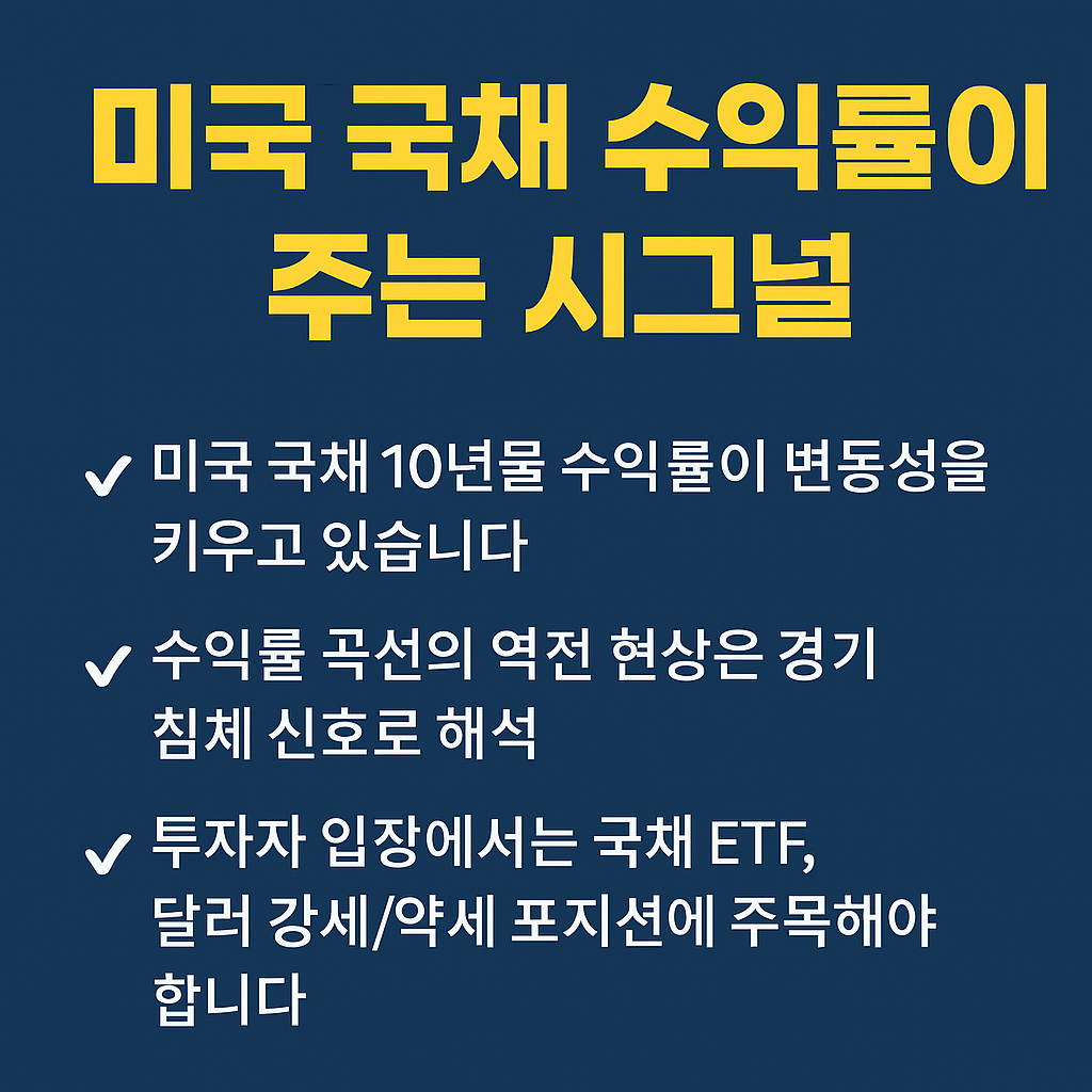 2025년 미국 국채 수익률 변동성과 투자 전략을 요약한 금융 정보 이미지