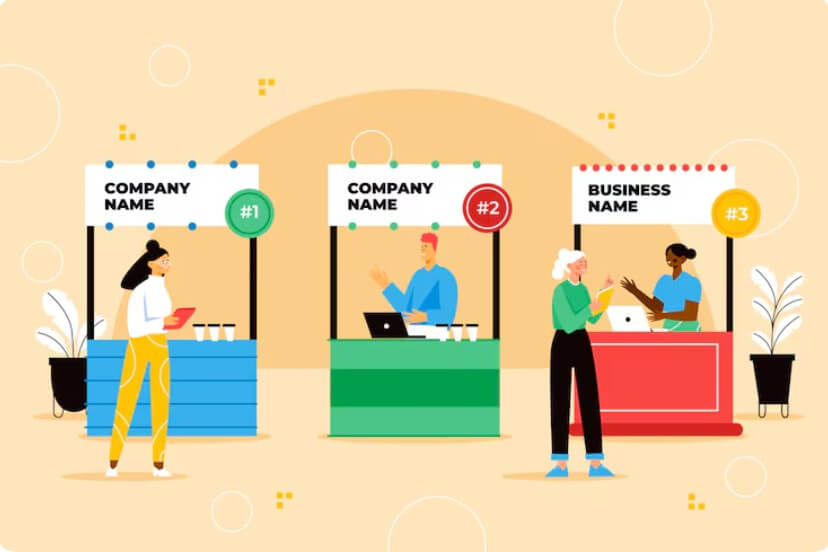 소상공인들이 장사하는 모습