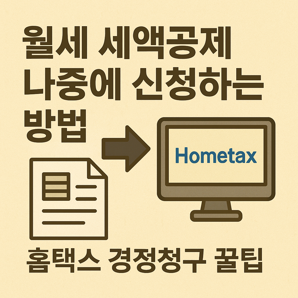 월세 세액공제, 홈택스 경정청구를 나타내는 인포그래픽 이미지