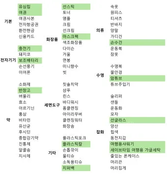 해외 여행 준비물 체크리스트 완벽정리_5
