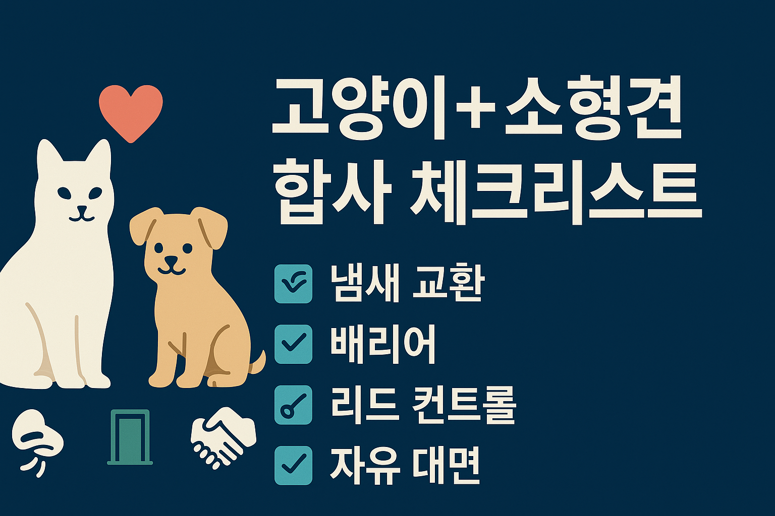 고양이, 소형견 합사 체크리스트 - 냄새 교환·배리어·리드 컨트롤 한 장 요약