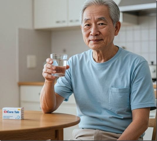 씨트케어정 복용법, 씨트케어정 복용하는 노인