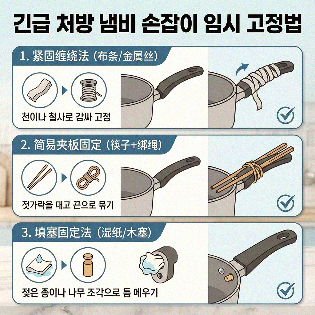 이럴 땐 당황하지 마세요 냄비 손잡이 녹아내릴 때 임시 고정법