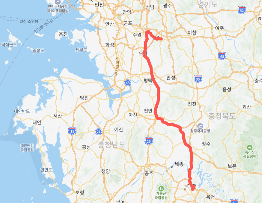 대전-용인-8366번-버스-노선-지도