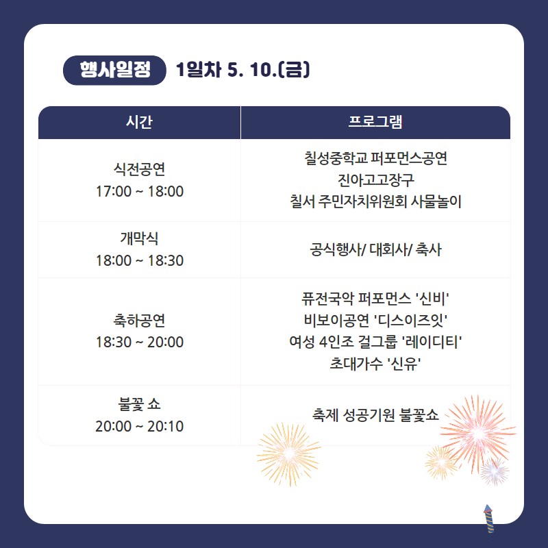 제2회 칠서 생태공원 청보리·작약축제 일정표