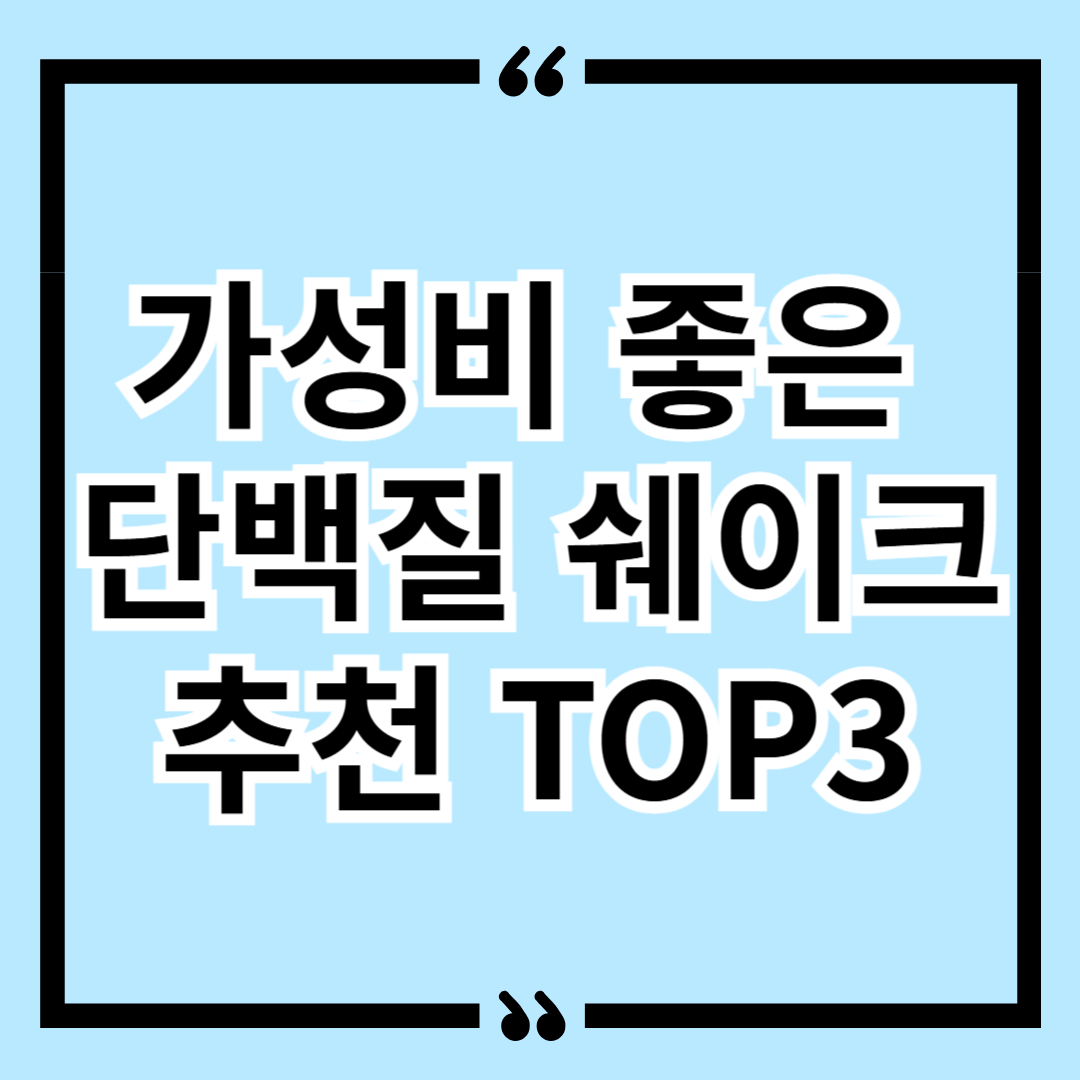 가성비 좋은 단백질 쉐이크 추천 TOP3