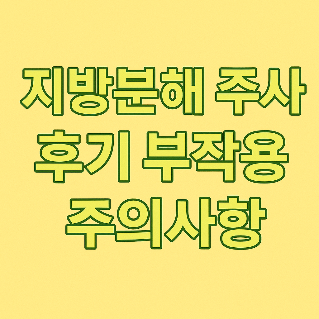 지방분해 주사 전후 효과 비교 및 부작용 주의사항